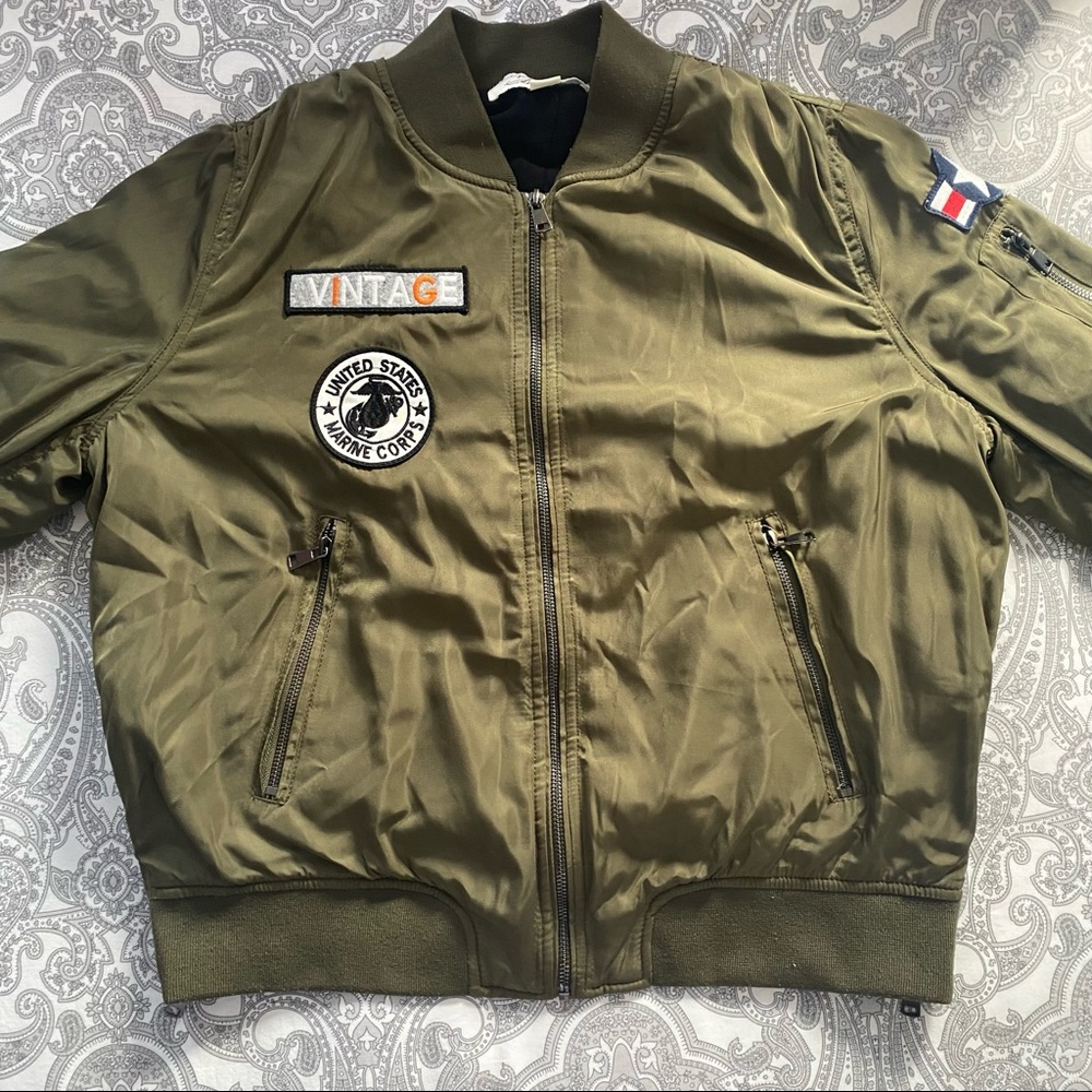 Vintage Havana Army Green Bomber Jacket Size: Large
